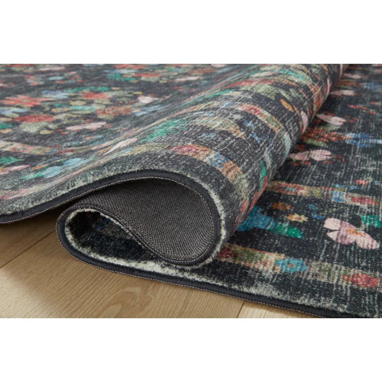 Rifle Paper Co. x Loloi Courtyard Charcoal Area Rug feat. CloudPile