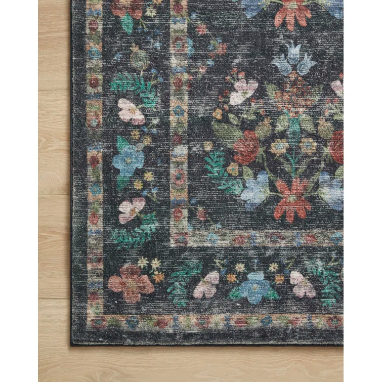 Rifle Paper Co. x Loloi Courtyard Charcoal Area Rug feat. CloudPile