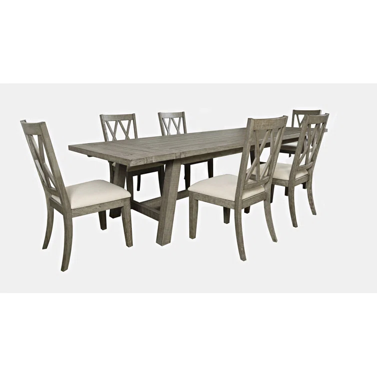 Fahrettin - Person Extendable Pine Solid Wood Solid Wood Top Trestle Dining Set