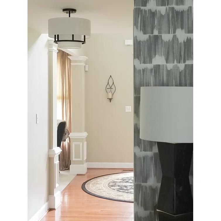 Graham Three-Light Semi-Flush Mount Ceiling Light w/ Faux Parchment Shades