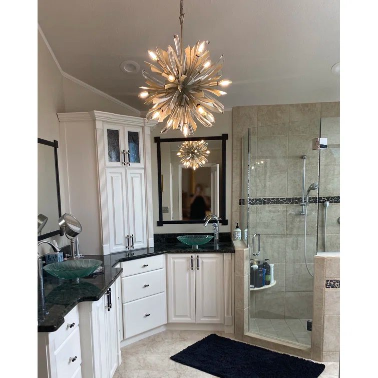 Fredrick Ramond Vida 22" Thirteen-Light Modern Orb Hanging Chandelier w/ Crystal Accents