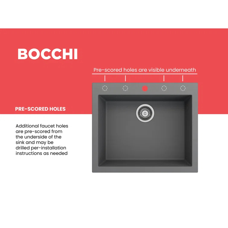 Campino 24'' L Single Bowl Granite Kitchen Sink