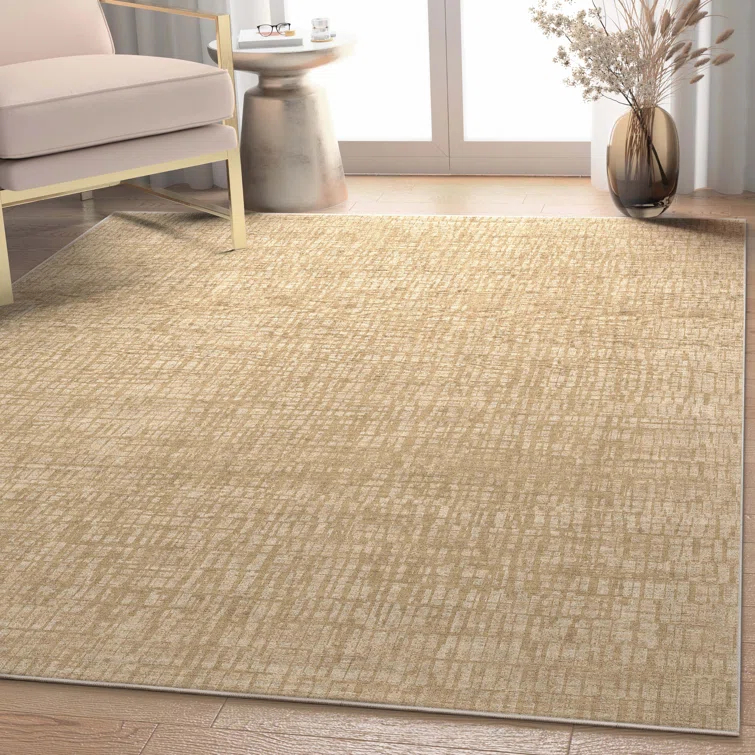 Nuzzo Nightscape Modern Geometric Flat-Weave Beige Area Rug