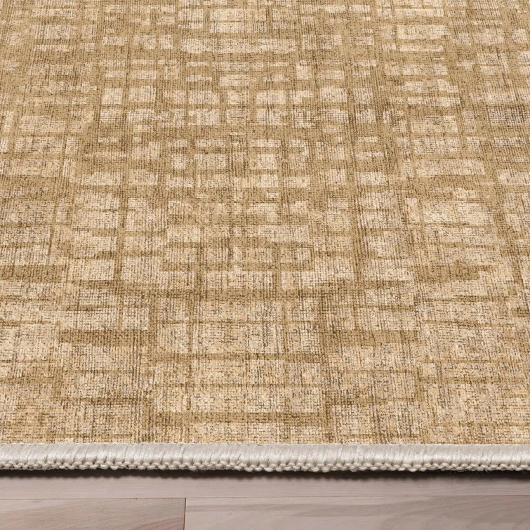 Nuzzo Nightscape Modern Geometric Flat-Weave Beige Area Rug