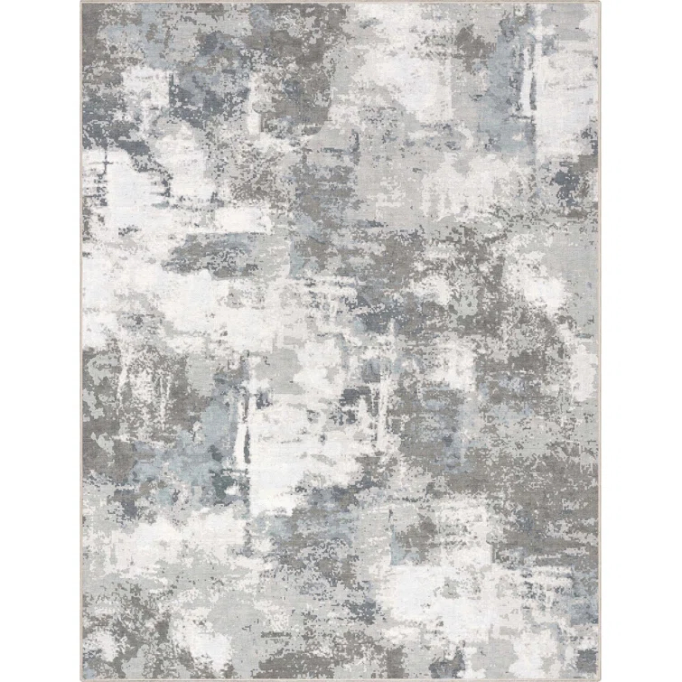 Nuzzo Marrakech Mid-Century Modern Brushstroke Flat-Weave Gray Area Rug