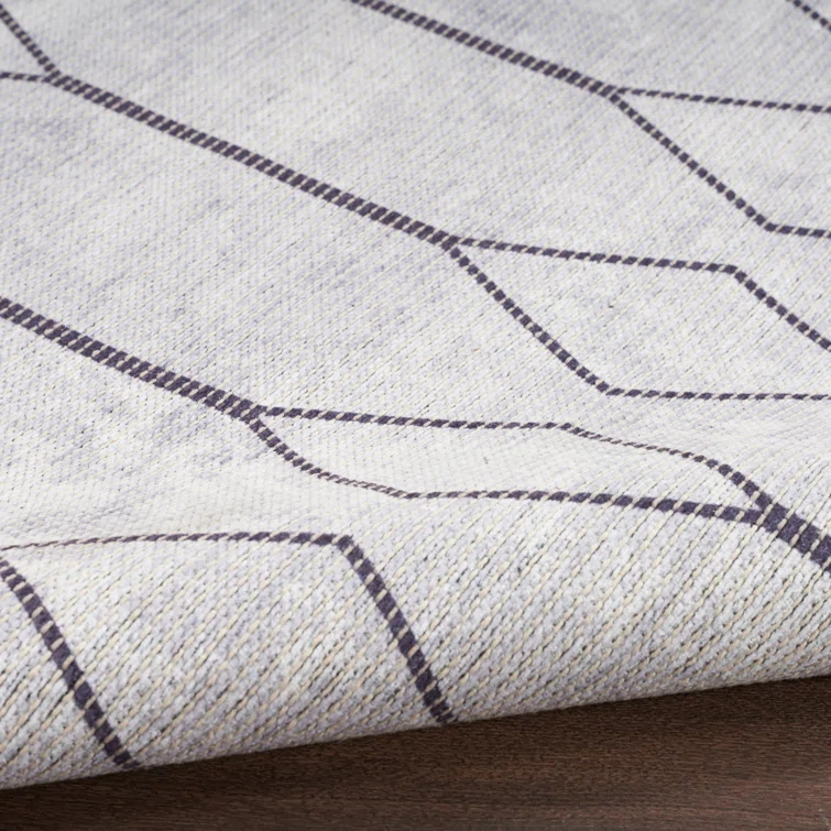 Pymble Geometric Machine Washable Area Rug in Ivory/Grey