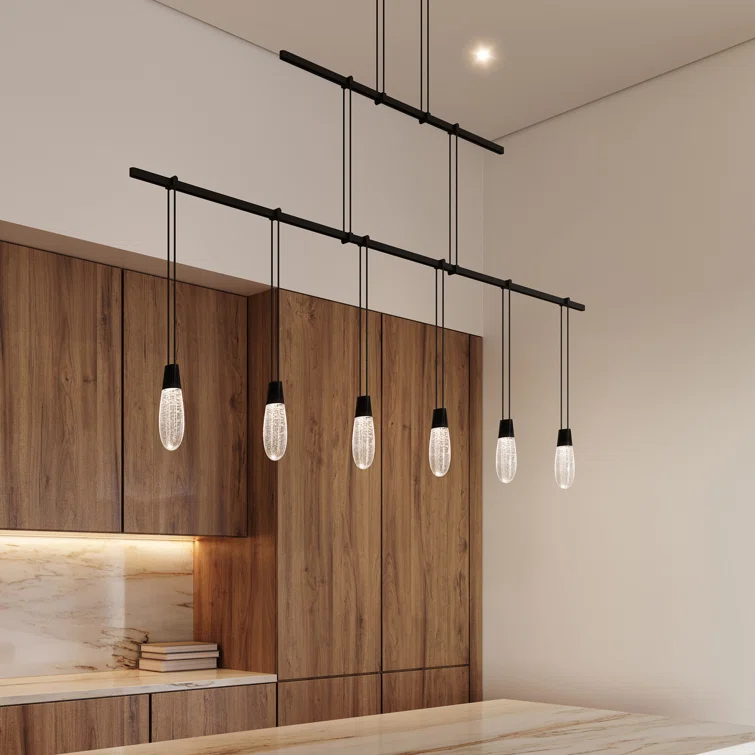Suspenders 6 - Light Satin Black LED Kitchen Island Pendant
