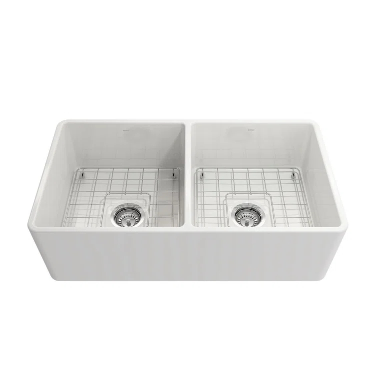 33'' L Farmhouse / Apron Double Bowl Fireclay Kitchen Sink