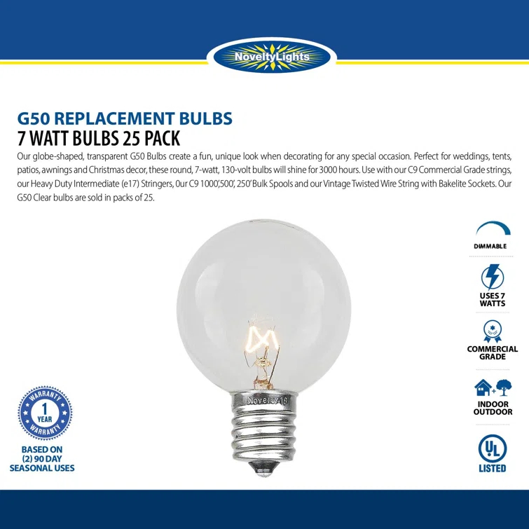7 Watt C11 E17/Intermediate Dimmable Incandescent Bulb