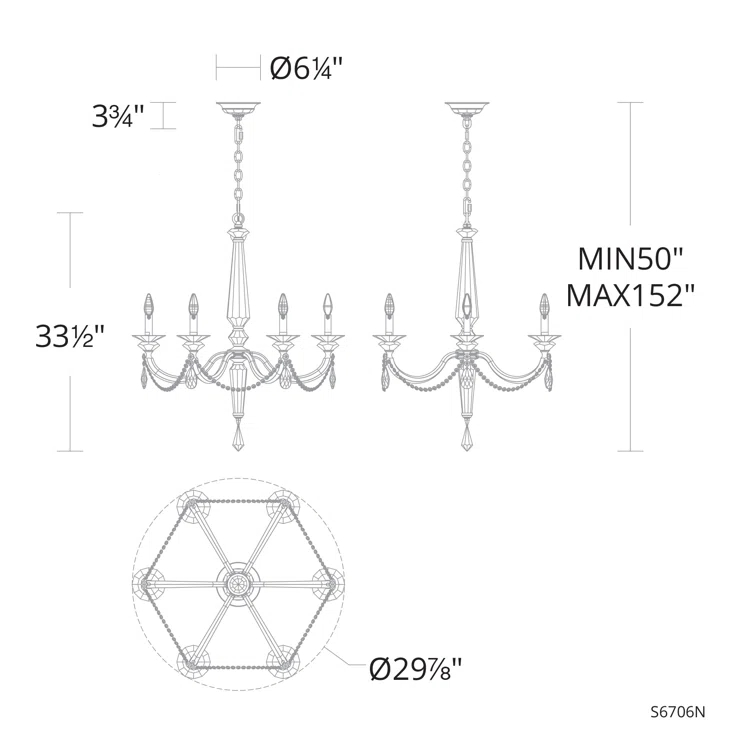 Verona 6 - Light Dimmable Classic / Traditional Chandelier