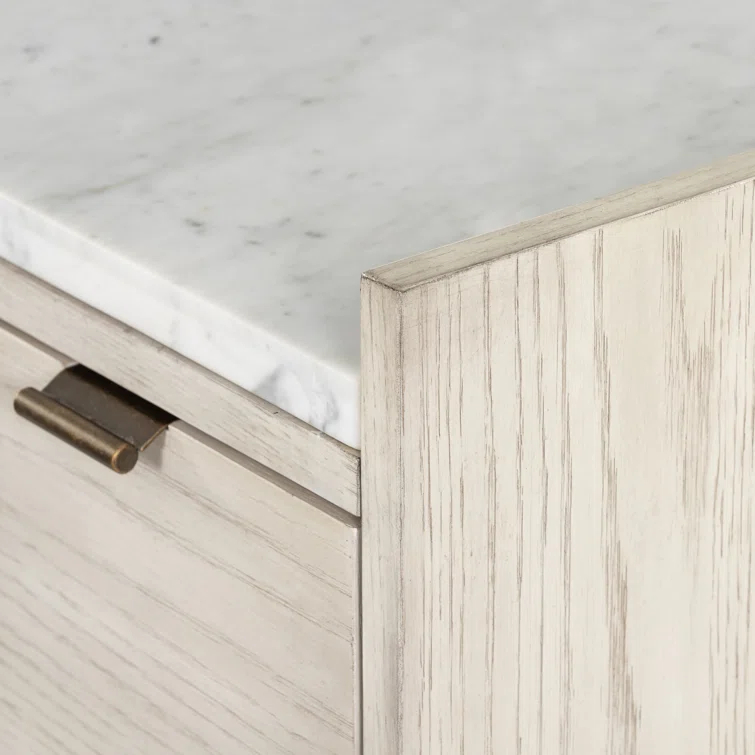 Viggo Vintage White Oak 5-Drawer Tall Dresser with Marble Accent