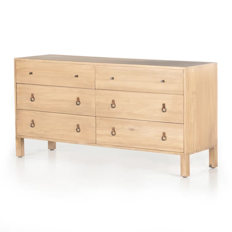 Isador Mid-Century 6-Drawer Dry Wash Poplar Dresser