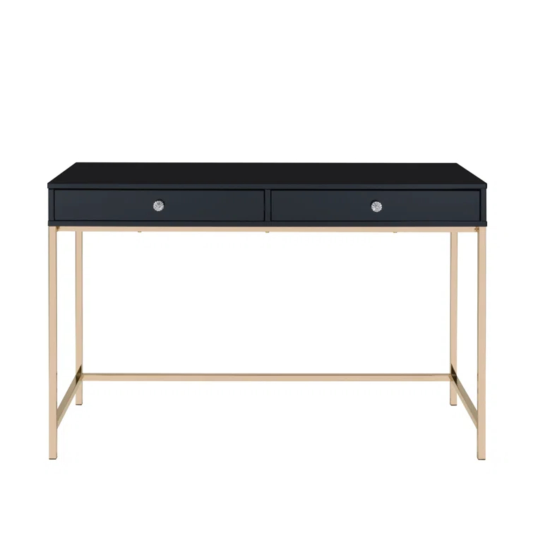 Ottey Writing Desk In High Gloss & Gold Finish,Computer Desk