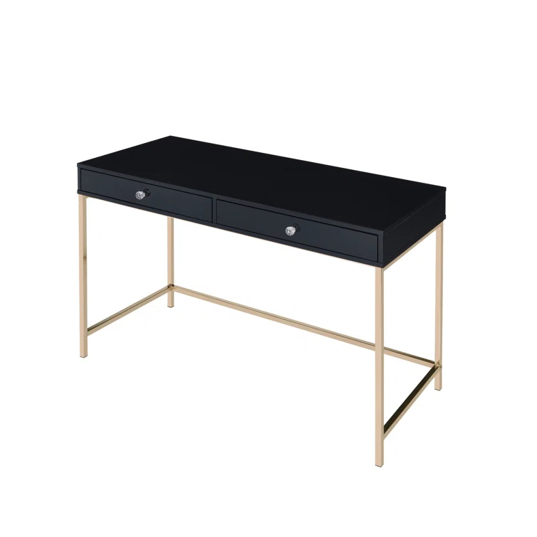 Ottey Writing Desk In High Gloss & Gold Finish,Computer Desk