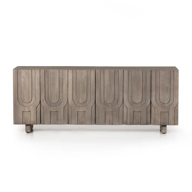 Maya Aged Grey 72" Reclaimed Wood Media Console with Cabinet