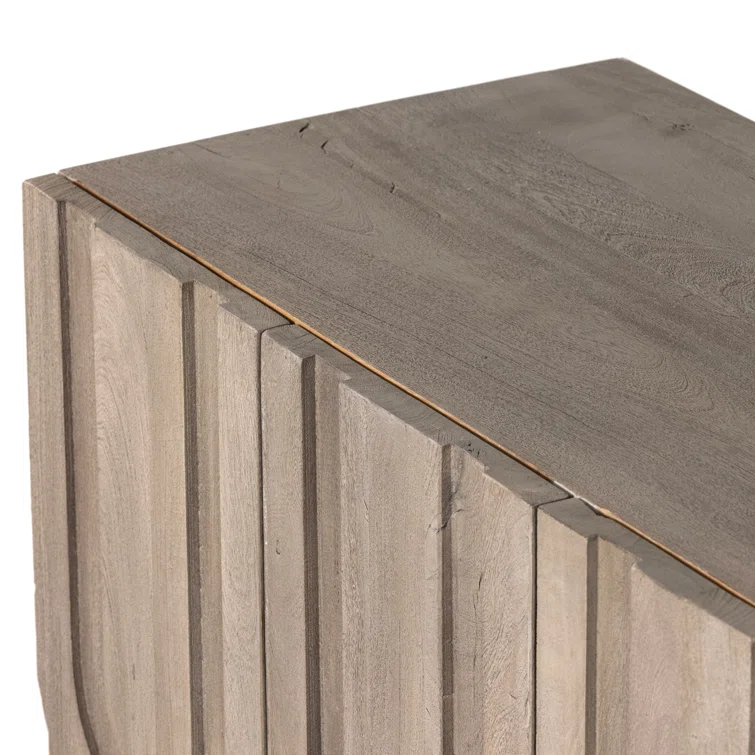 Maya Aged Grey 72" Reclaimed Wood Media Console with Cabinet