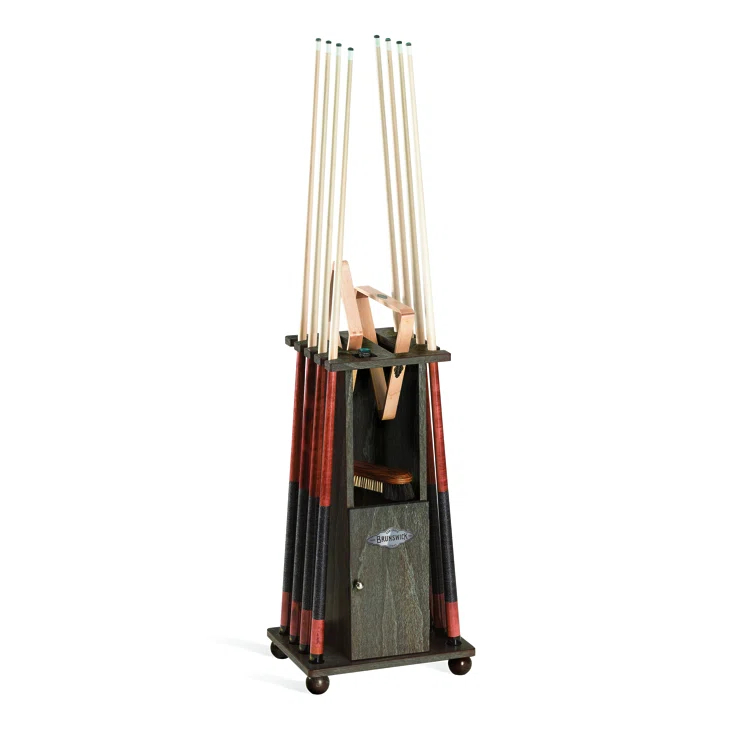 Driftwood Finish Heritage Floor Cue Rack with Storage