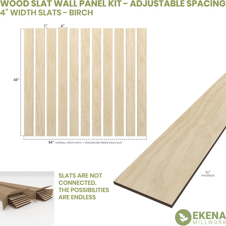 Adjustable Wood Slat Wall Panel Kit