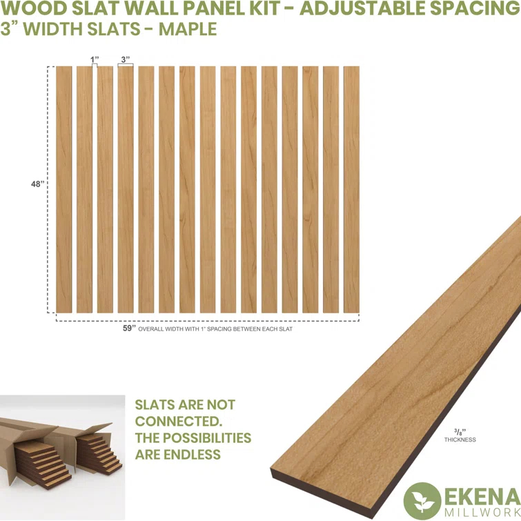 Adjustable Wood Slat Wall Panel Kit