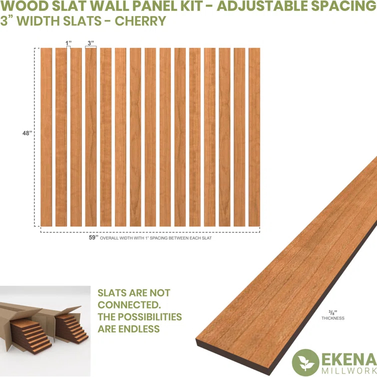 Adjustable Wood Slat Wall Panel Kit