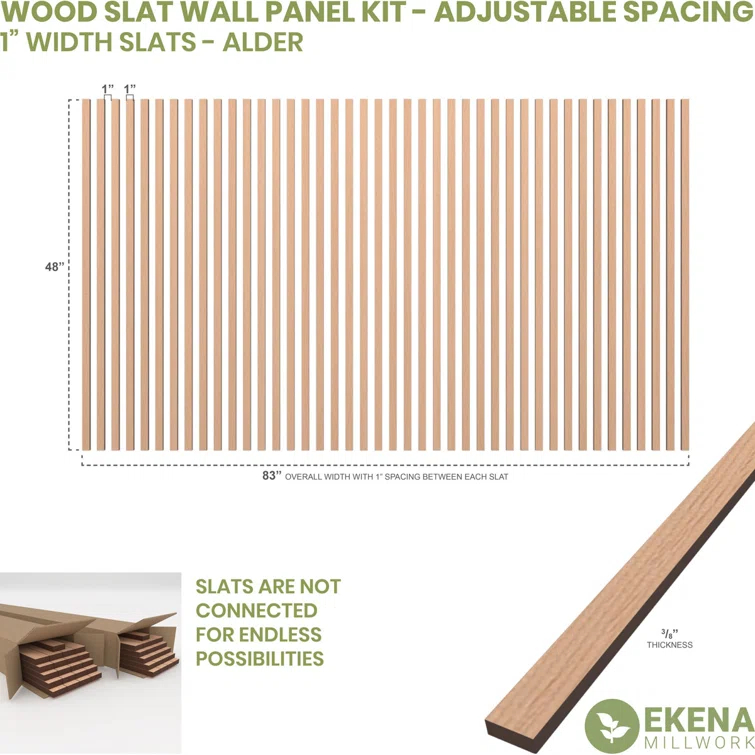Adjustable Wood Slat Wall Panel Kit