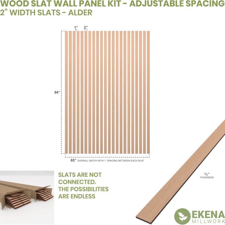 Adjustable Wood Slat Wall Panel Kit