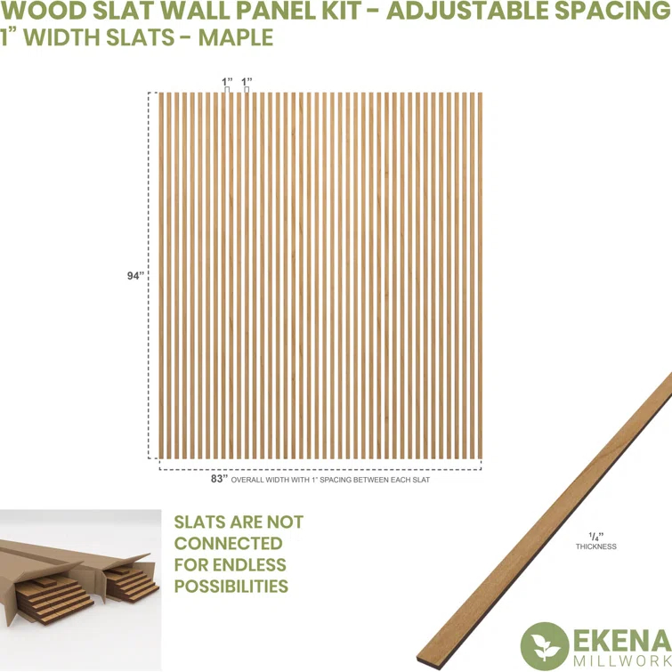 Adjustable Wood Slat Wall Panel Kit