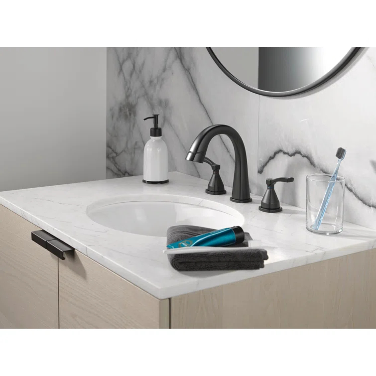 Stryke 3-Hole Widespread Pull Out Sprayer Bathroom Faucet, 2-Handle Bathroom Sink Faucet