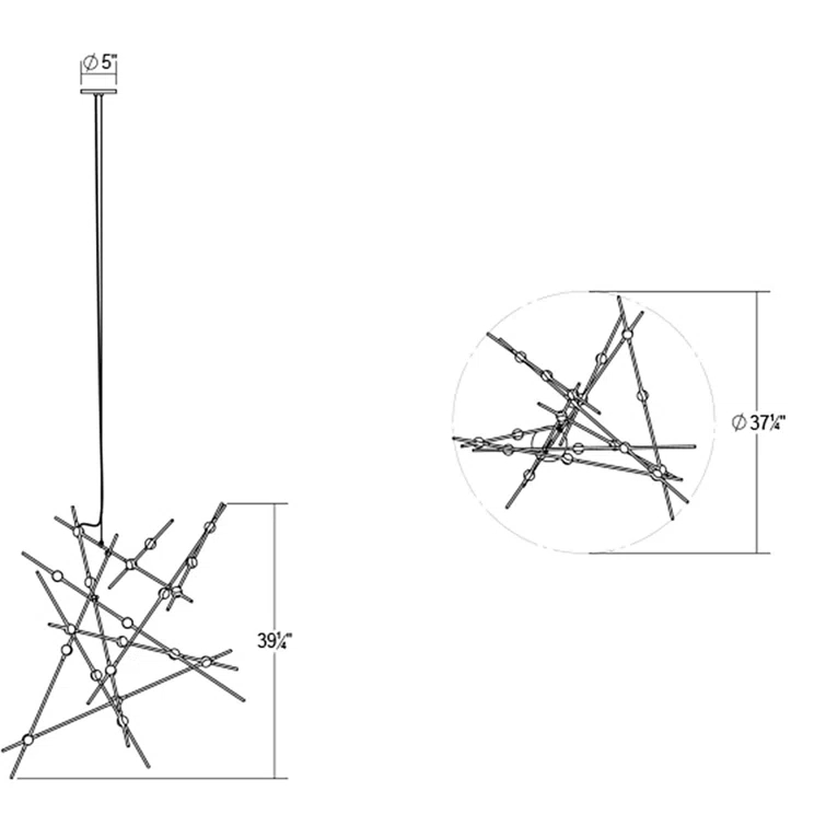 Constellation 20 - Light Dimmable LED Sputnik Modern Linear Chandelier