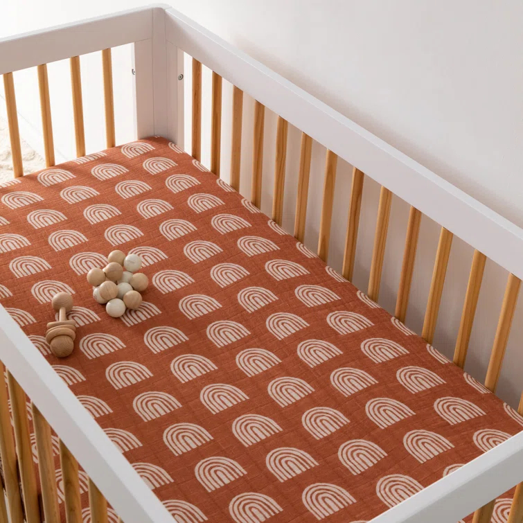 Rainbow Muslin Crib Sheet