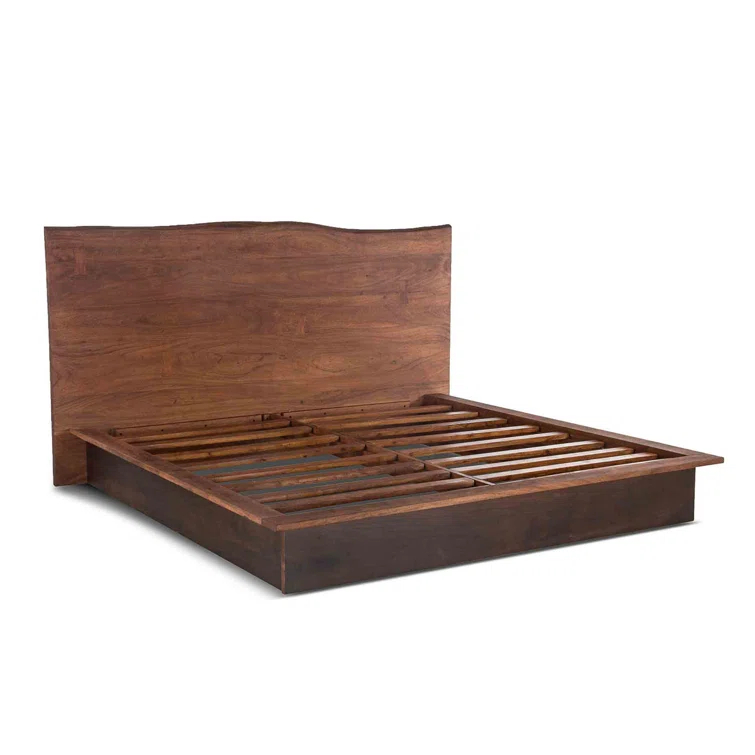 Palermo Transitional King Platform Bed with Live Edge Wood Headboard