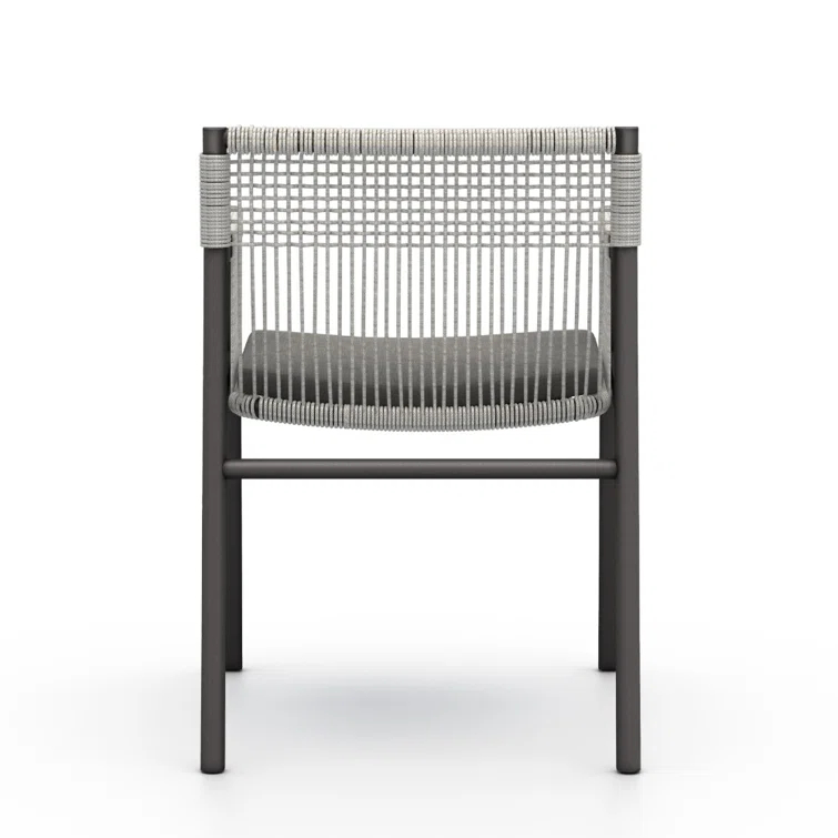 Gray Aluminum Outdoor Dining Chair with Woven Cushions