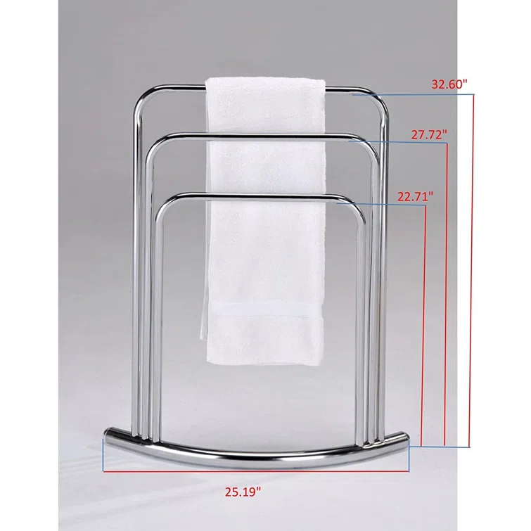 Kenneth Metal 3 Tier Freestanding Bathroom Towel Rack Stand, Chrome