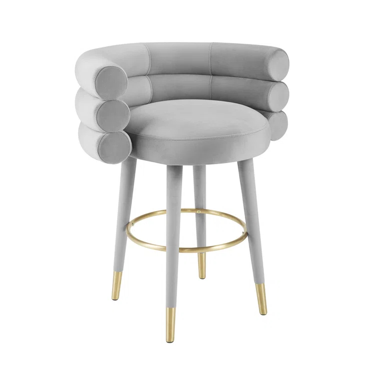 Upholstered Counter Stool with Metal Frame