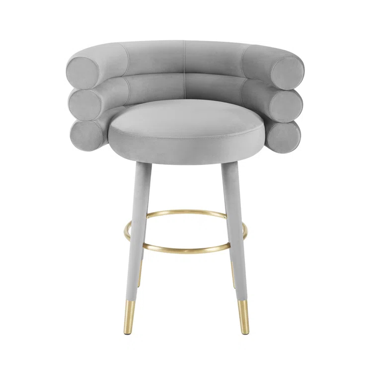 Upholstered Counter Stool with Metal Frame