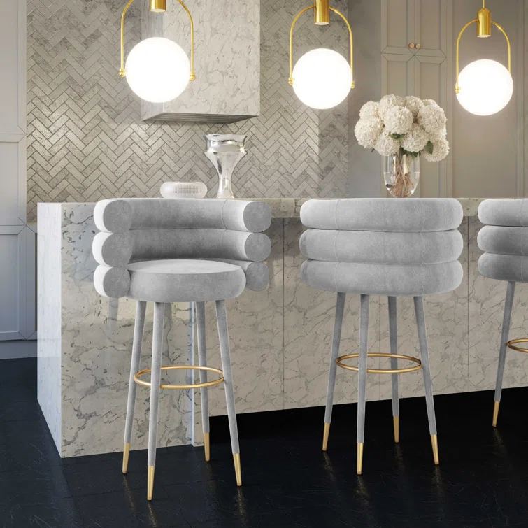 Upholstered Counter Stool with Metal Frame