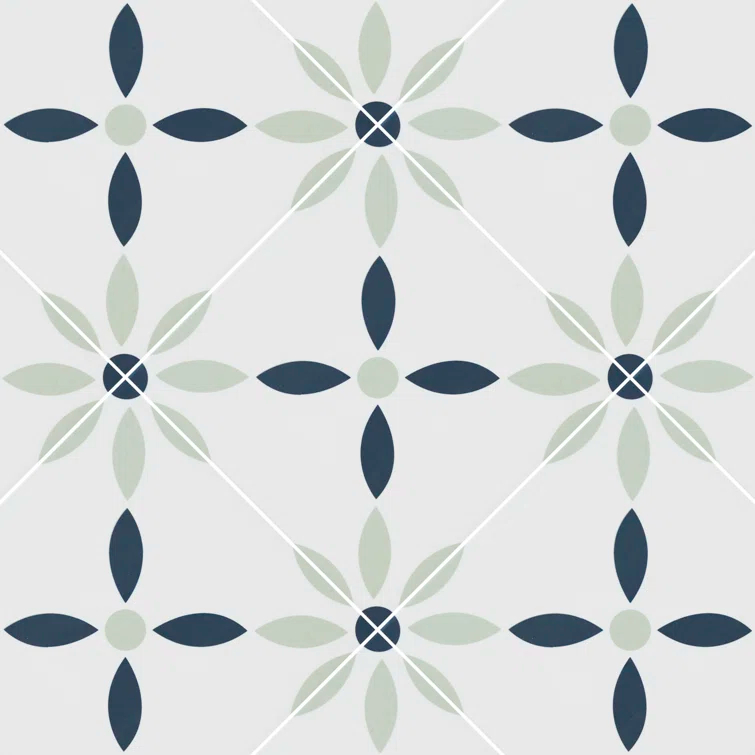 Amara 8" x 8" Encaustic Look Matte Porcelain Floor & Wall Tile