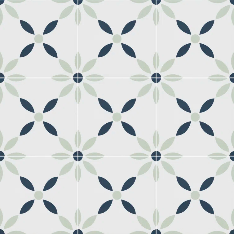 Amara 8" x 8" Encaustic Look Matte Porcelain Floor & Wall Tile