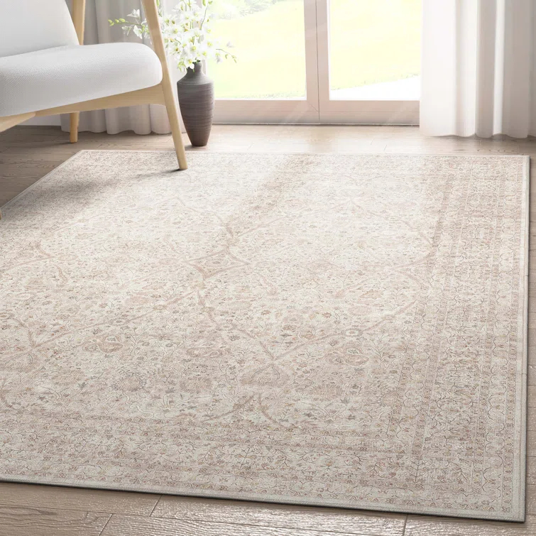 Ervin Isolde Vintage Oriental Botanical Ivory & Cream Area Rug