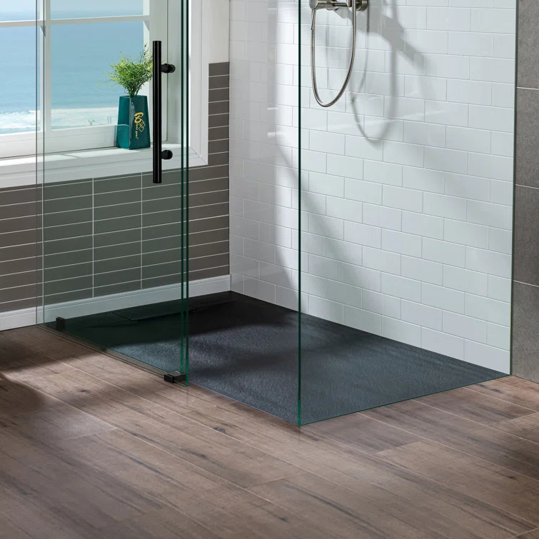 47.25" W x 35.4" D Solid Surface Rectangular Shower Base, Non-Slip, Low-Profile, Curbless, Wheelchair Accessible