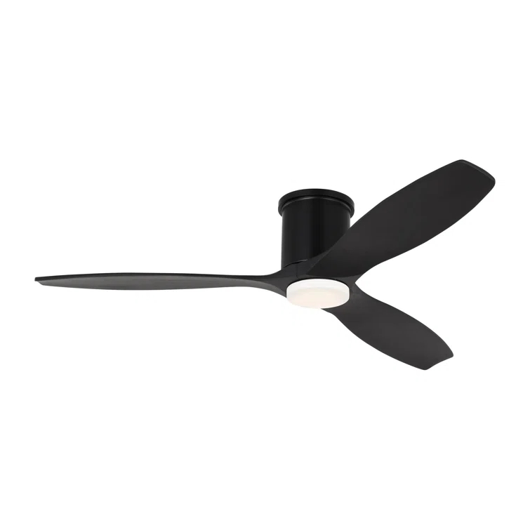 Generation Lighting Collins Smart Hugger LED 52-in Integrated LED Flush Mount Smart Midnight Black with Midnight Black Blades Ceiling Fan With Light - Remote Included ( 3 -Blade )