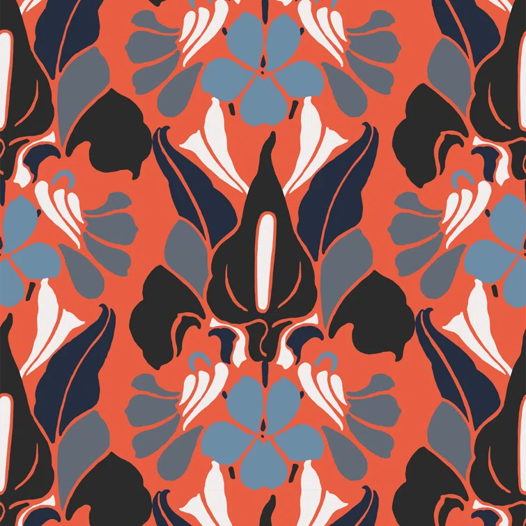 Signature Dragon Flower 10' L x 24" W Peel and Stick Wallpaper Roll