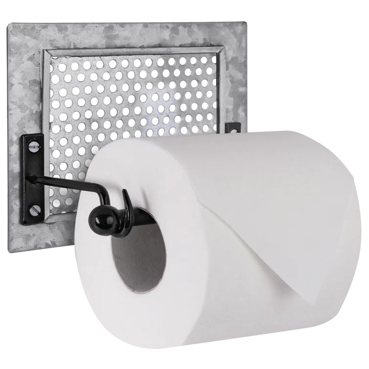 Wall Mount Rustic Toilet Paper Holder with Hole Punch Detail