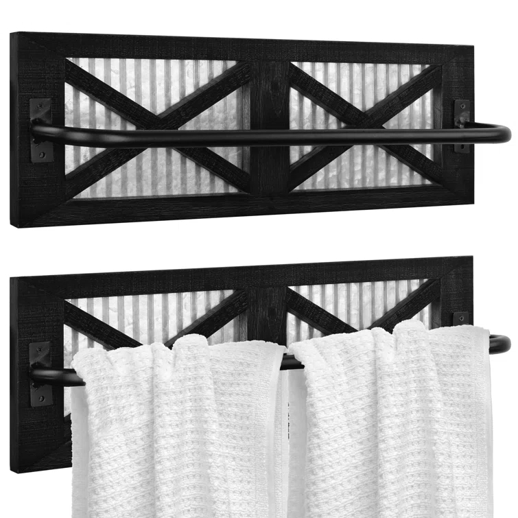 Autumn Alley TRK001ASSBK 18" Wood Wall Mounted Rustic Towel Bar Set