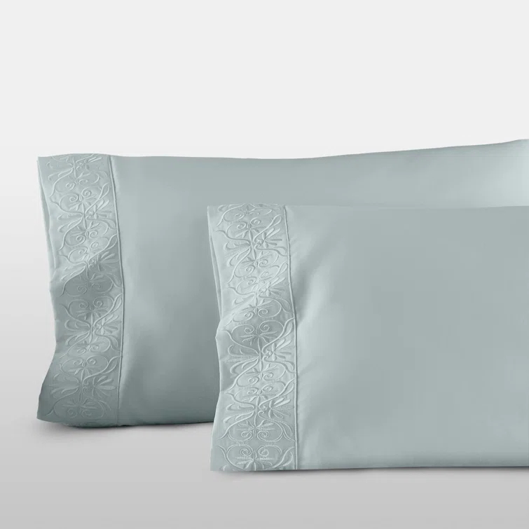 Soft Peach Cotton Embroidered Standard Pillowcase Set
