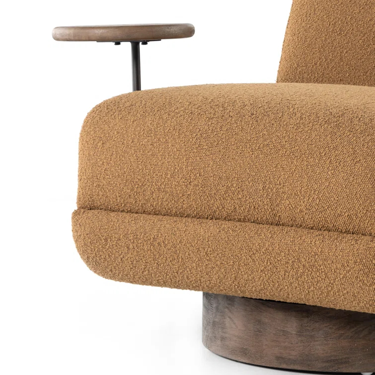 Copenhagen Amber Chunky Upholstery Swivel Accent Chair with Side Table