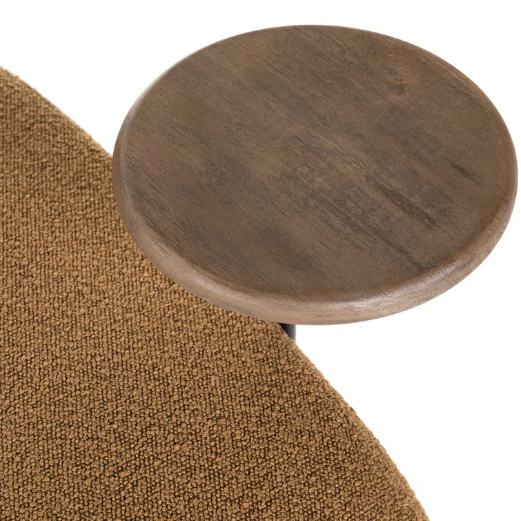 Copenhagen Amber Chunky Upholstery Swivel Accent Chair with Side Table