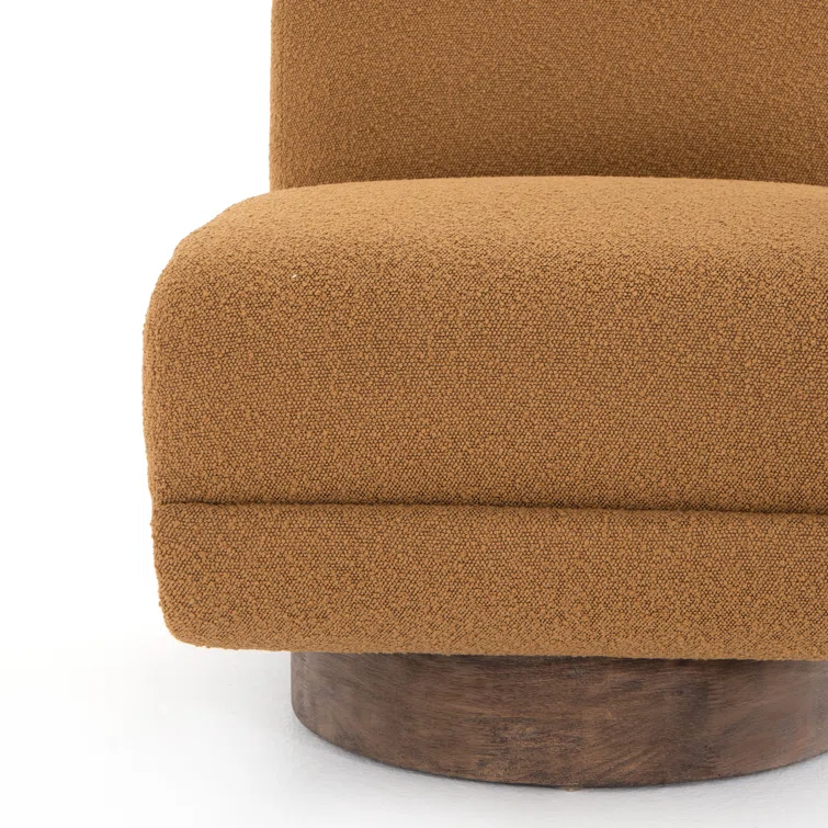 Copenhagen Amber Chunky Upholstery Swivel Accent Chair with Side Table