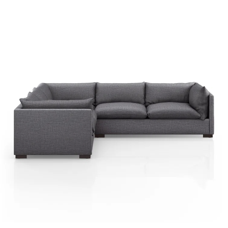 Bennett Charcoal Three Piece Solid Wood Sectional Sofa