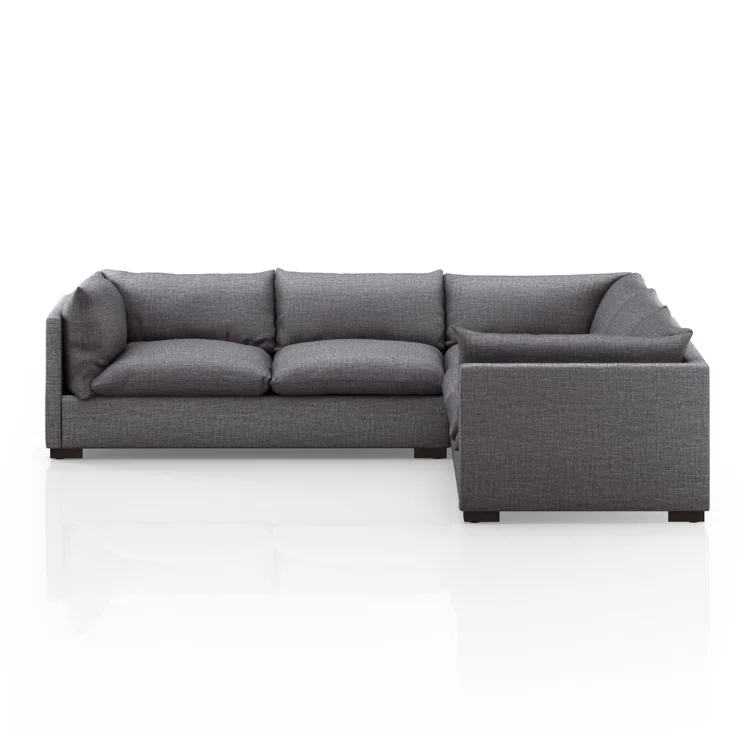 Bennett Charcoal Three Piece Solid Wood Sectional Sofa